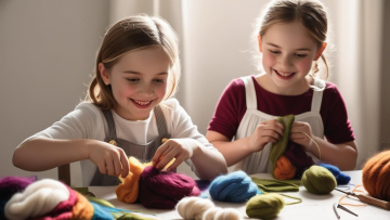 kinder filzen Handwerk reales foto